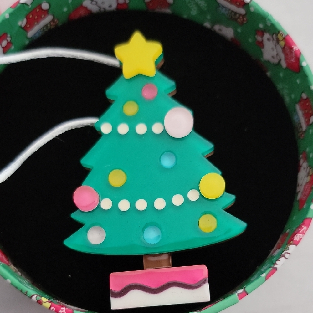 Festive Christmas Tree Brooch - Green and Yellow
